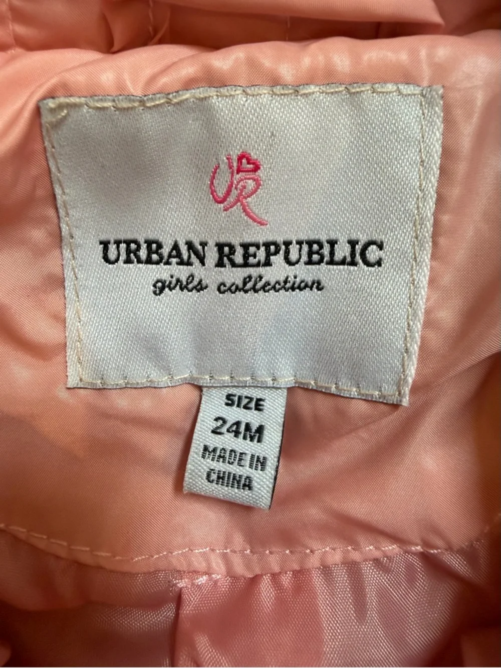 NWT Urban Republic Quilted Barn Coat in Rose, Size 24 M, MSRP $70